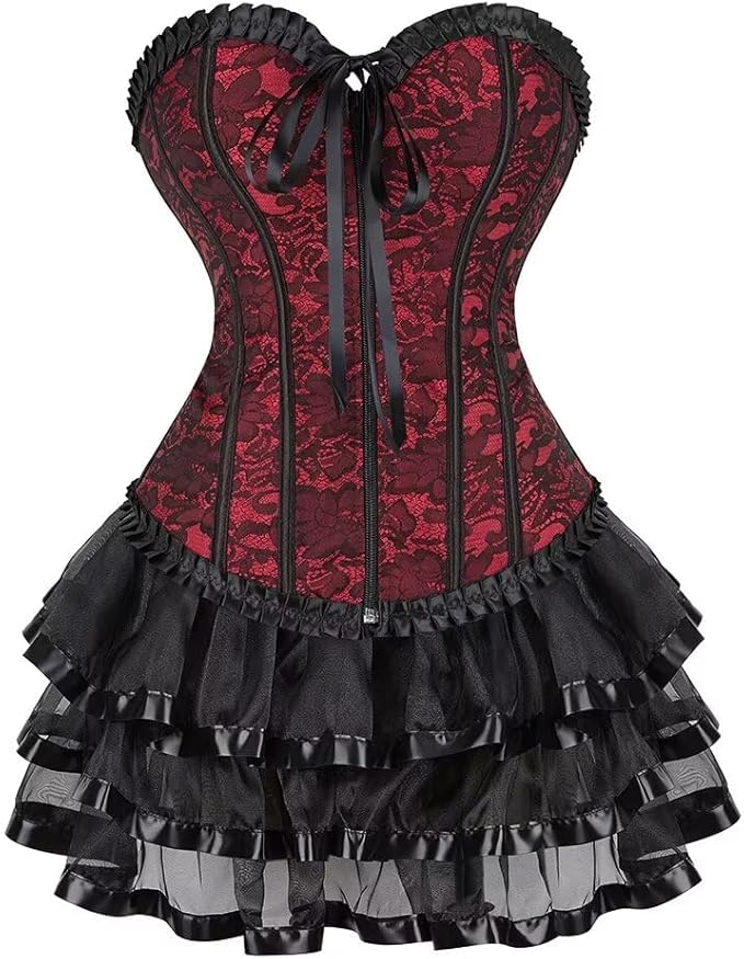 Corset Dress Bustier Overbust Women Classic with Tutu Tulle Skirt