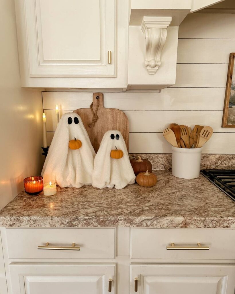Pumpkin Ghost with Candlelight