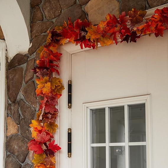 Fall Maple Leaves Garland, Party Joy 5.6Ft Artificial Maple Leaf