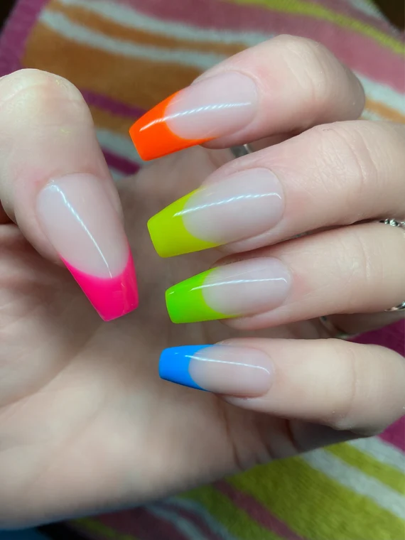 Neon French Tips Summer nails