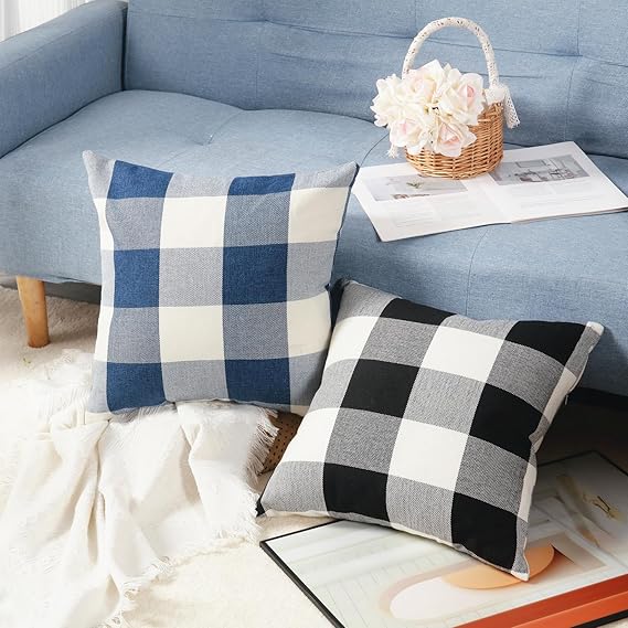 Rustic Buffalo Plaid Pillows with Inserts Set of 2