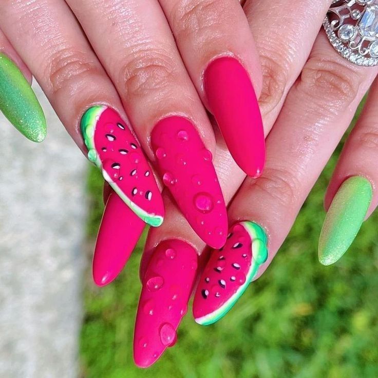 Watermelon nails design Ideas 