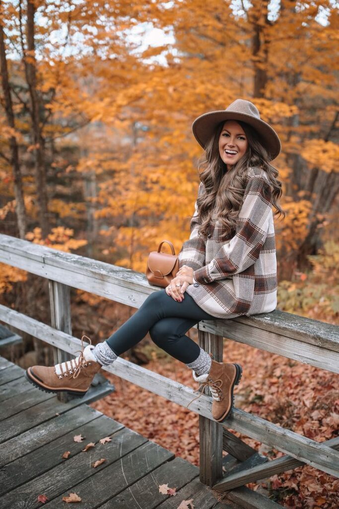 Plaid Shirt with leggings and Boots