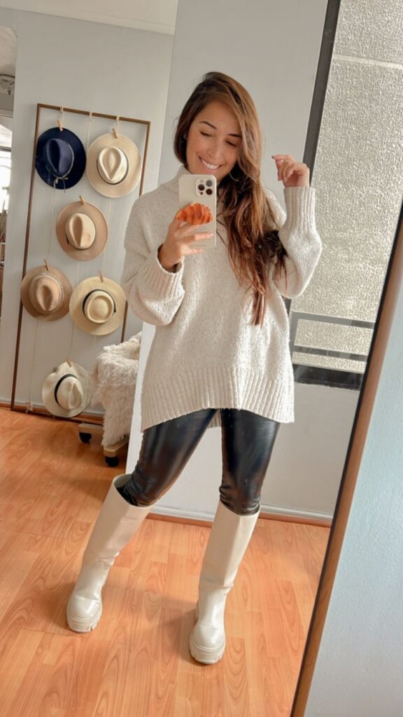 Oversized Sweater with Knee High Boots