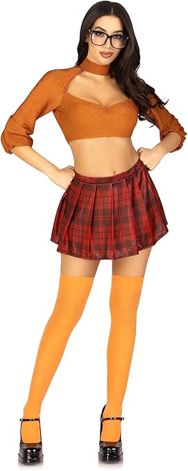 Leg Avenue Women 4 Pc Book Smart Babe Halloween Costume With Nerd Glasses