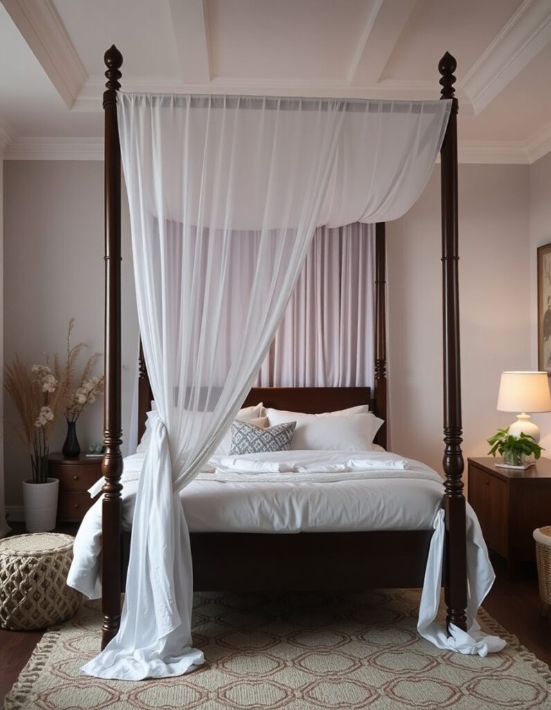 A canopy or fabric draped over your bed 30 Room Decor Aesthetic Ideas