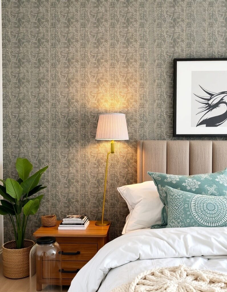 A patterned or textured accent wall (using peel-and-stick wallpaper) 30 Room Decor Aesthetic Ideas