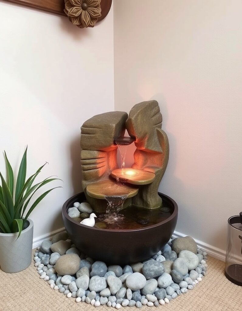 A small water feature for calming sounds 30 Room Decor Aesthetic Ideas