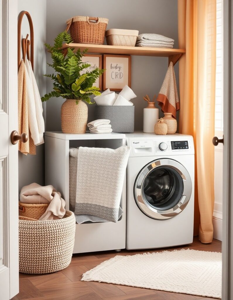 A stylish laundry hamper that doubles as decor 30 Room Decor Aesthetic Ideas