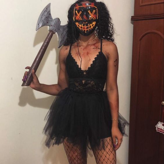 Black Neon Mask Halloween Costume