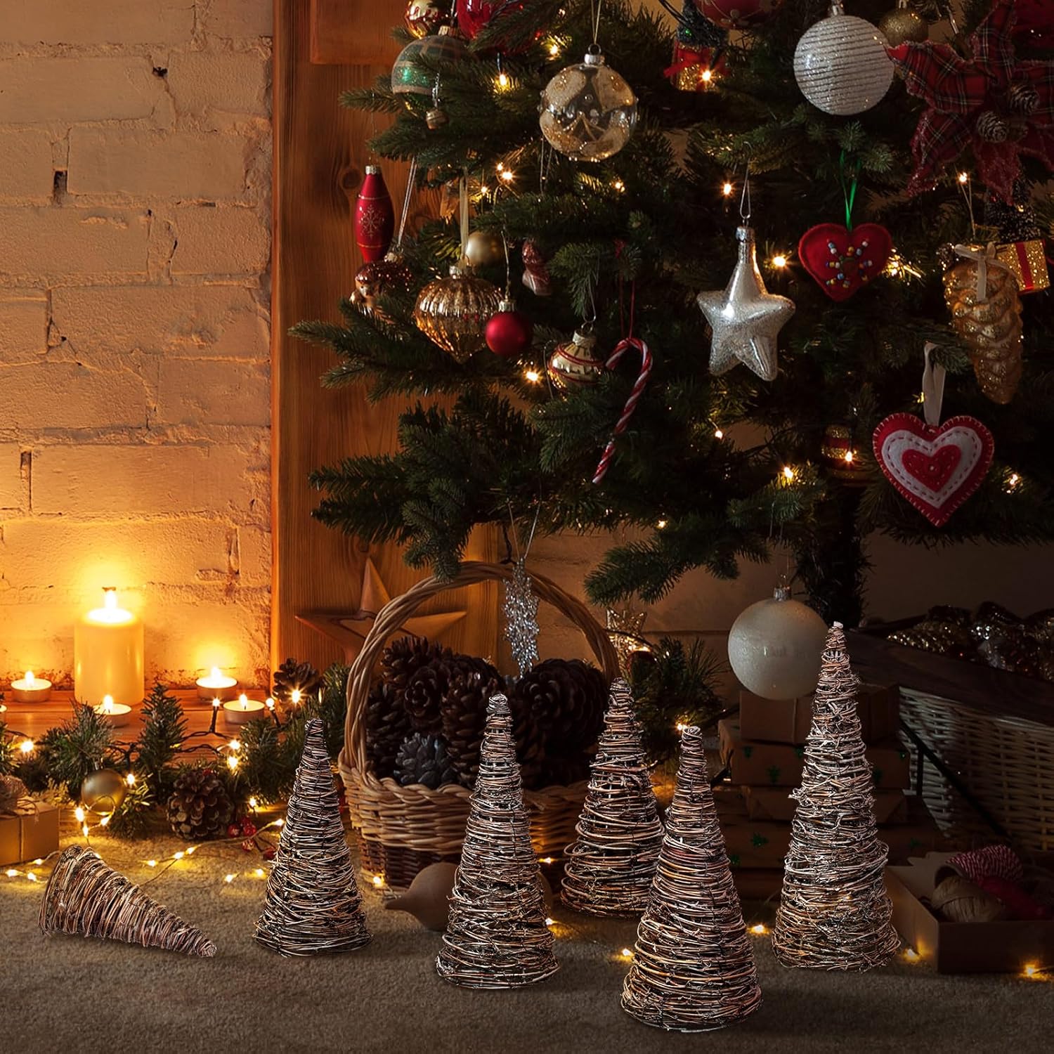 Christmas Mantel Your Holiday Guide to a Festive Focal Point 16 The Christmas mantel is more than just a shelf above the fireplace; it is the center of holiday decor. 6 Pcs Rattan Vine Christmas Cone Tree