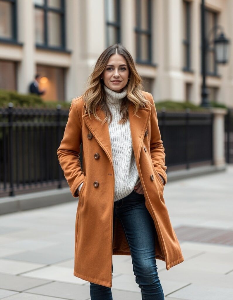 NYC Winter Outfits Looks and Styles 10 NYC Winter Outfits - Let's have a fun and exciting Winter this season. New York City in the winter is a magical yet merciless experience. NYC Winter Outfits - Camel Coat with White Sweater and Jeans