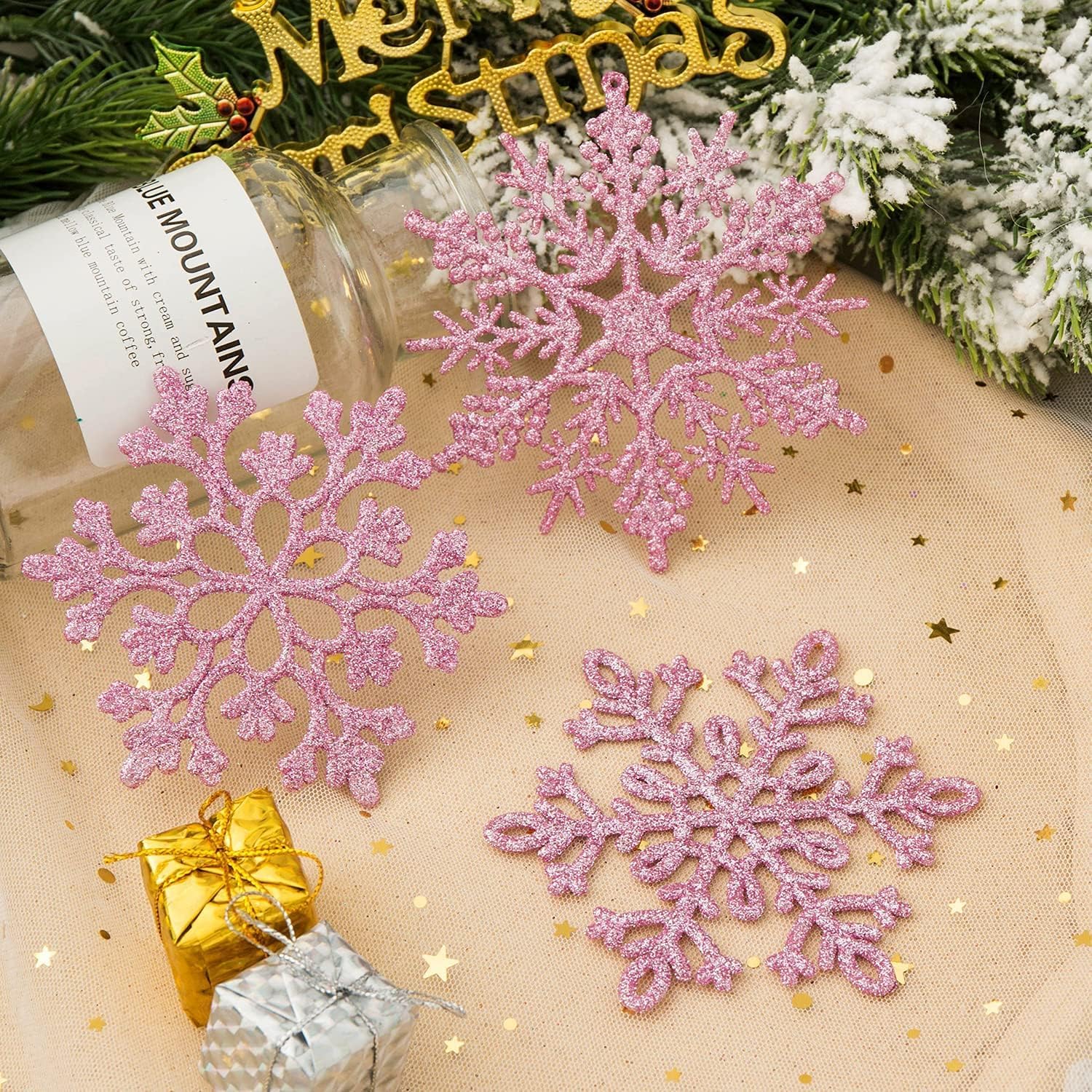 Christmas Mantel Your Holiday Guide to a Festive Focal Point 12 The Christmas mantel is more than just a shelf above the fireplace; it is the center of holiday decor. Large Glitter Snowflake Ornaments Set