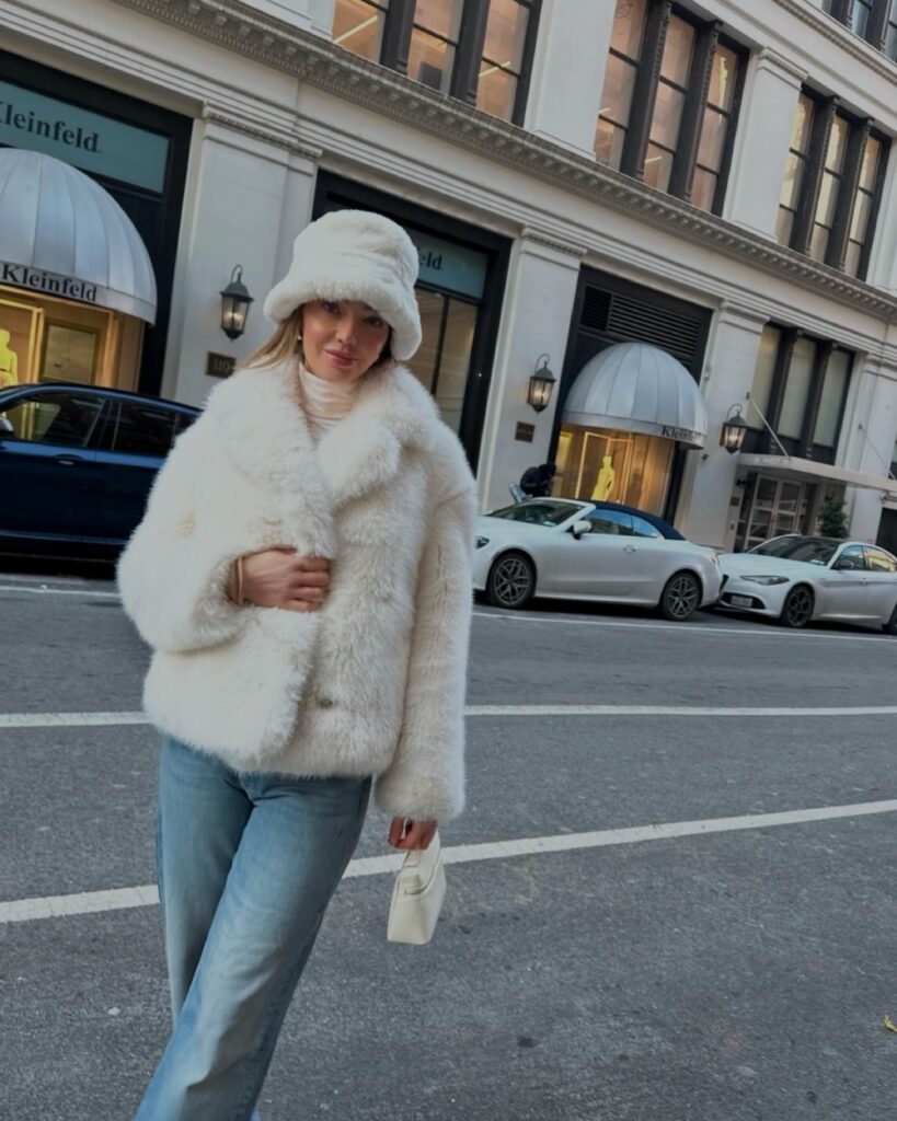 NYC Winter Outfits Looks and Styles 41 NYC Winter Outfits - Let's have a fun and exciting Winter this season. New York City in the winter is a magical yet merciless experience. Fur Jacket with Matching Hat