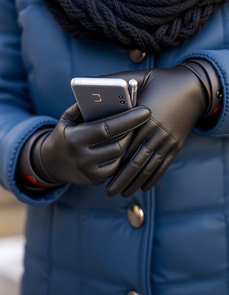 Winter Outfit for Women Over 50 A Guide to Style and Comfort 31 Winter Outfit for Women Over 50 A Guide to Style and Comfort A pair of touchscreen-compatible leather gloves for over 50 woman