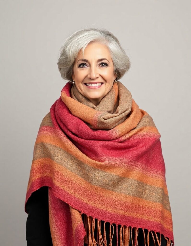Winter Outfit for Women Over 50 A Guide to Style and Comfort 30 Winter Outfit for Women Over 50 A Guide to Style and Comfort A pashmina shawl for an elegant and warm layer for over 50 woman