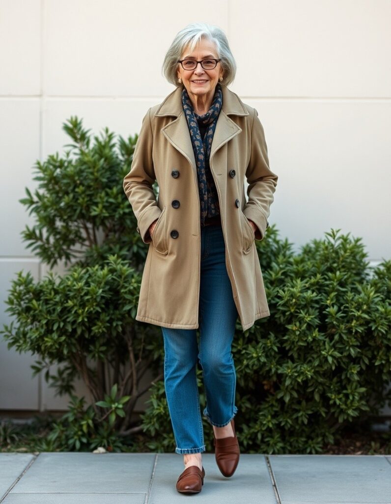 Winter Outfit for Women Over 50 A Guide to Style and Comfort 13 Winter Outfit for Women Over 50 A Guide to Style and Comfort A tailored parka with comfortable, straight-leg jeans and walking shoes for over 50 woman