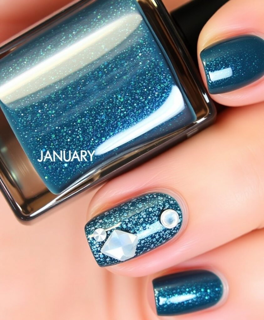 January Nail Accent of Crystals