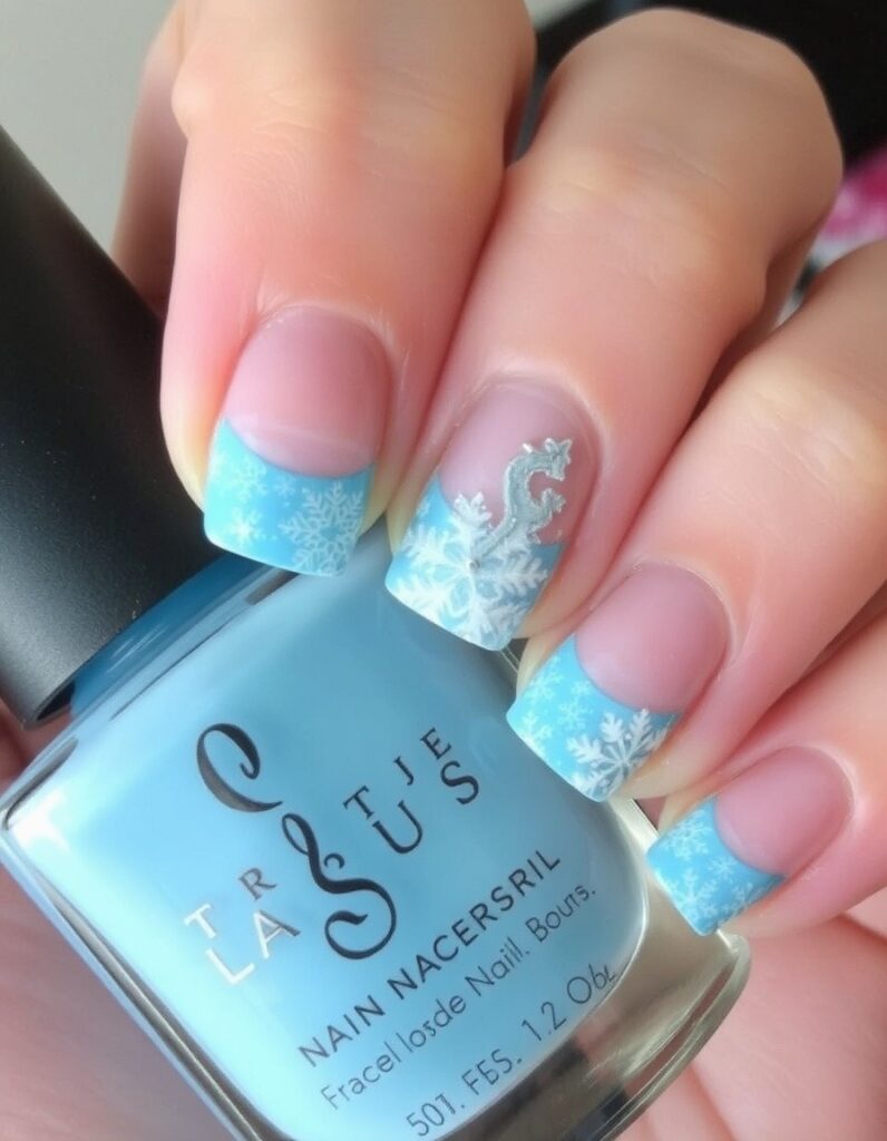 January Nail Frozen French Tips