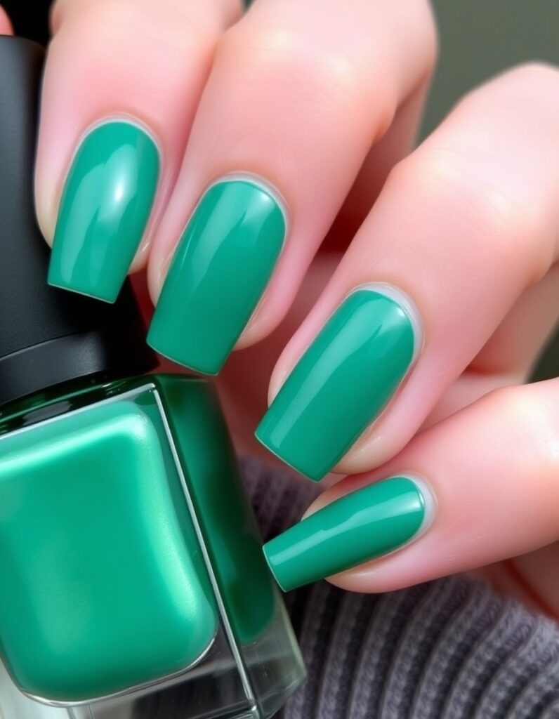January Nail Muted Emerald French