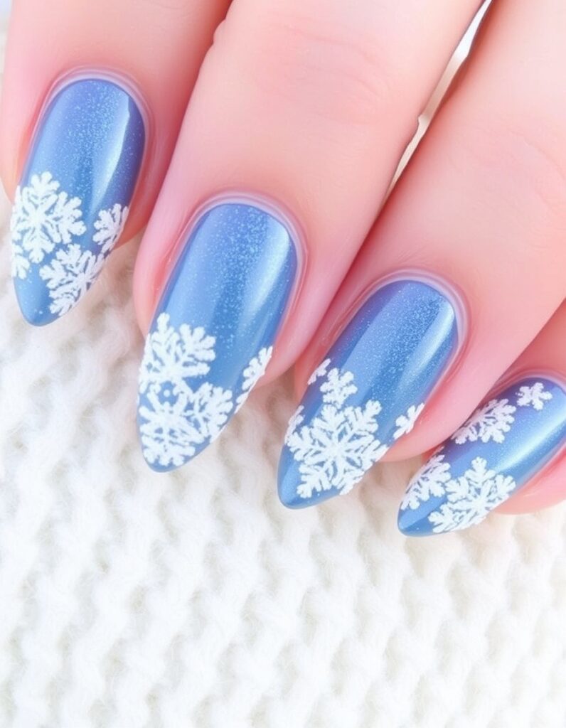 January Nail Snowy Stiletto