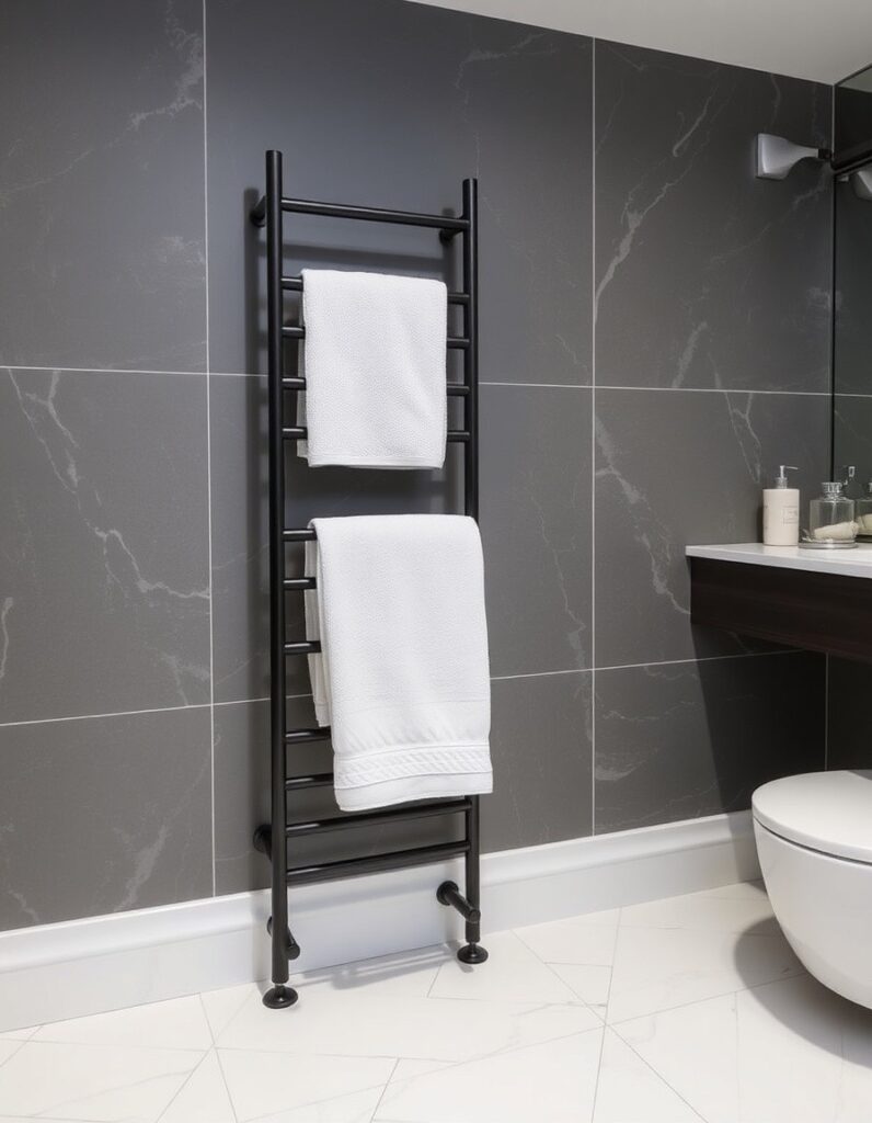 Modern Bathroom Ideas A heated towel ladder in matte black