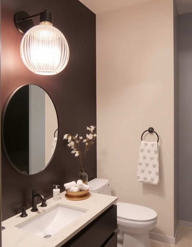 Modern Bathroom Ideas A statement pendant light over the vanity.