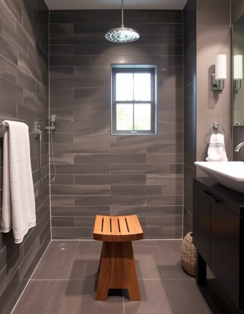 Modern Bathroom Ideas A teak shower bench or stool