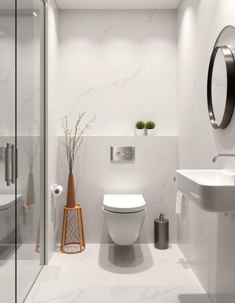 Modern Bathroom Ideas A wall-hung toilet for easier cleaning and a sleek profile