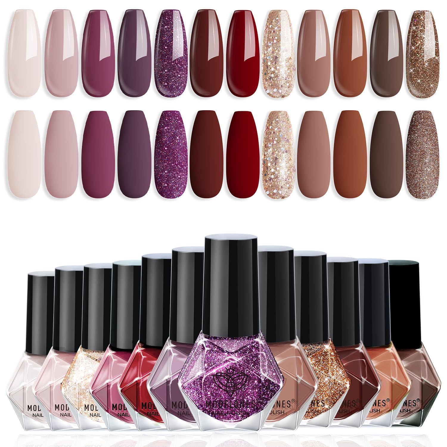 Nail Polish Set 12 Colors Burgundy Red