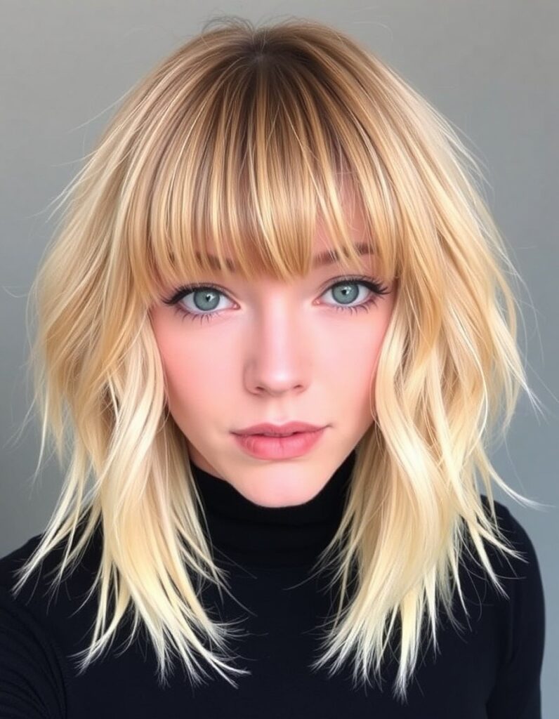 shaggy bob with curtain bangs