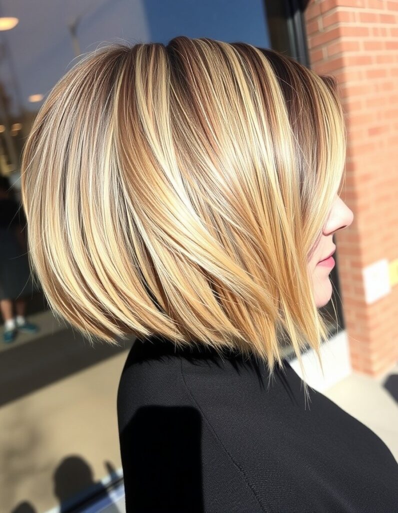 sleek, geometric bob with no layers