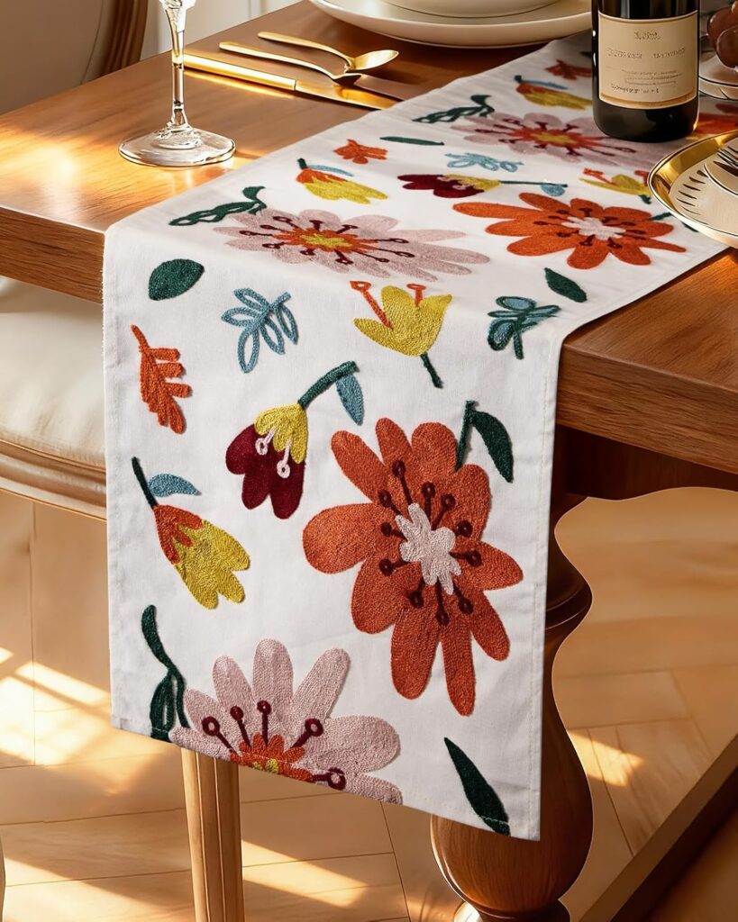 13x72 Inch Spring Floral Runner for Table Decor Boho Fresh Spring Decor Ideas to Brighten Your Home