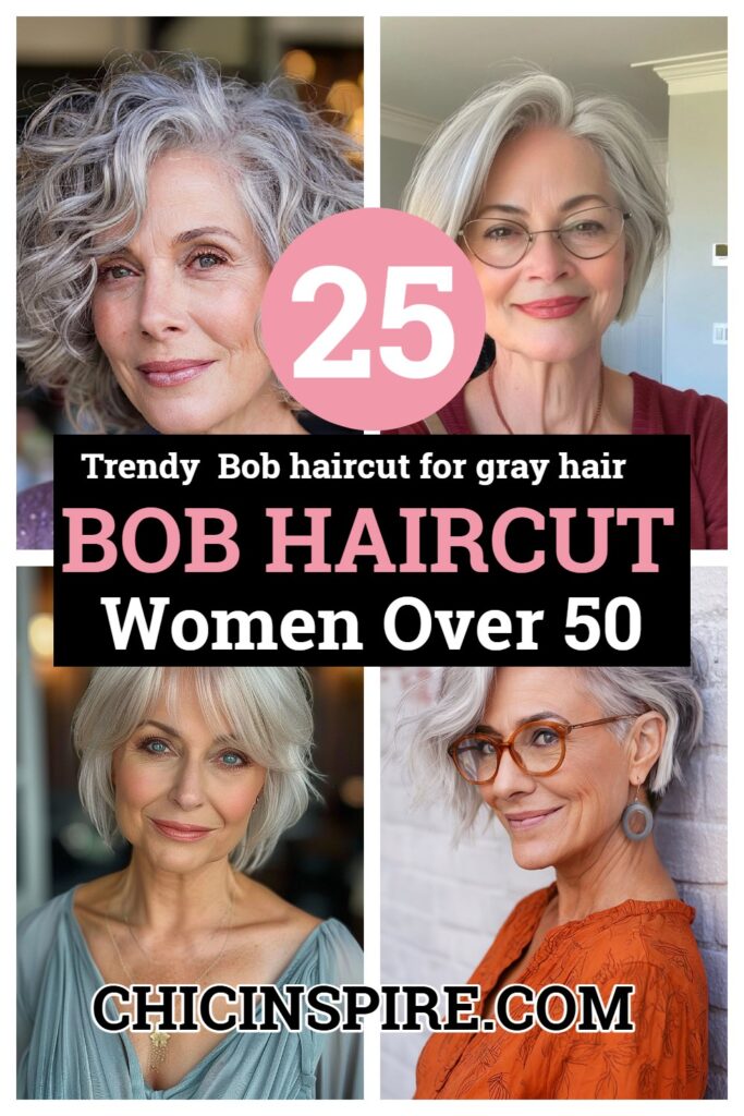 25 Bob Haircuts for Older Women with Gray Hair