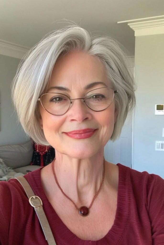 Bob with Blunt Bangs for older woman