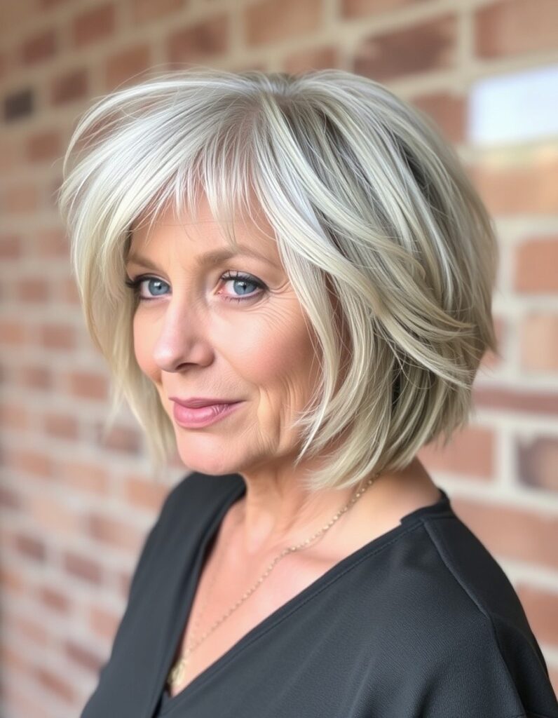 Choppy Layered Bob for older woman, Bob Haircuts for Older Women with Gray Hair