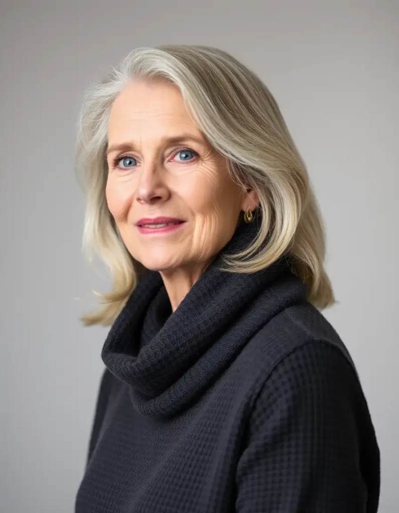 Textured Blunt Lob for older woman