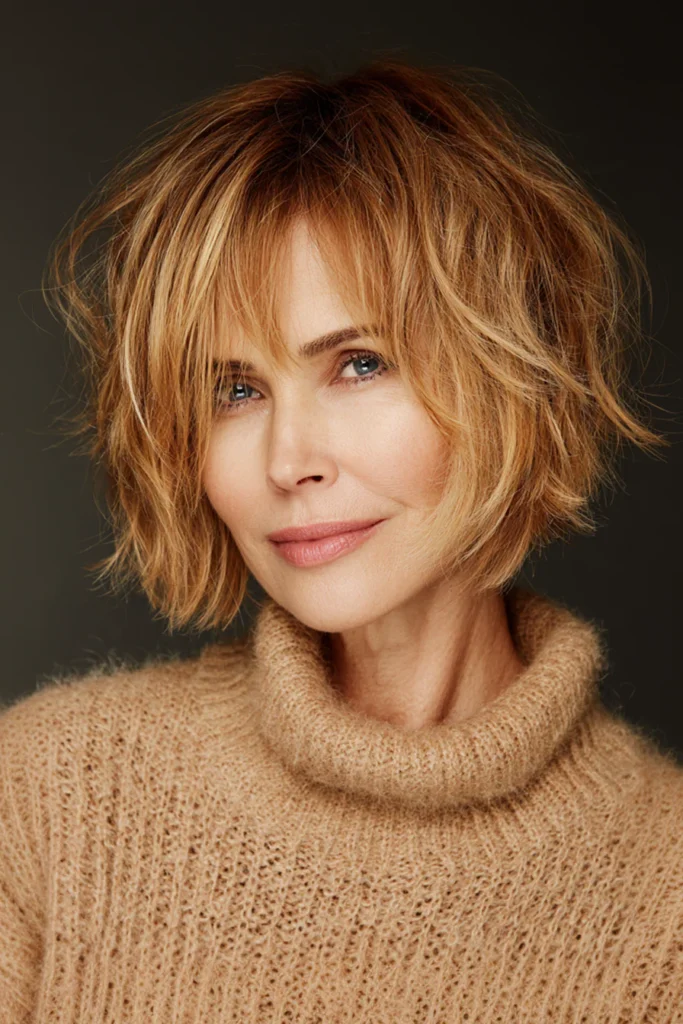 Wavy Shaggy Bob for older women