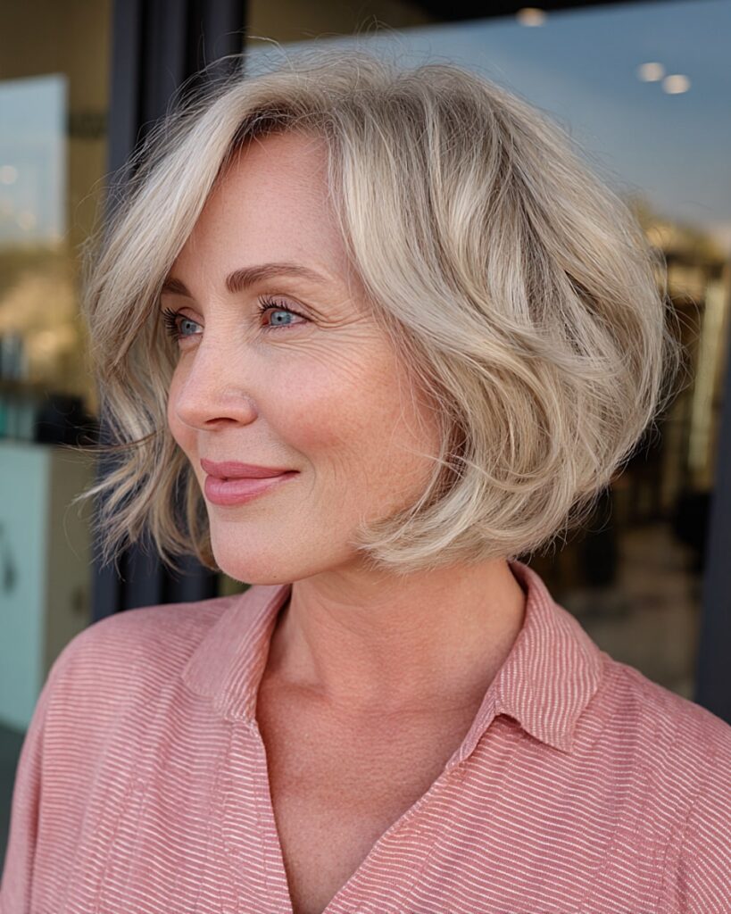 Side-Parted Lob for older woman