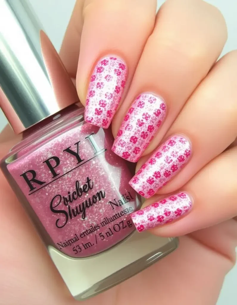 February Nails Galentine's Sparkle