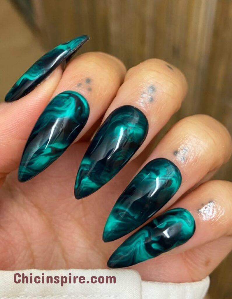 Lucky St. Patrick's Day Nail Designs 17 Lucky St. Patrick’s Day Nail Designs, St. Patrick's Day is the ideal occasion to experiment with your appearance. Green Marble Effect Nail