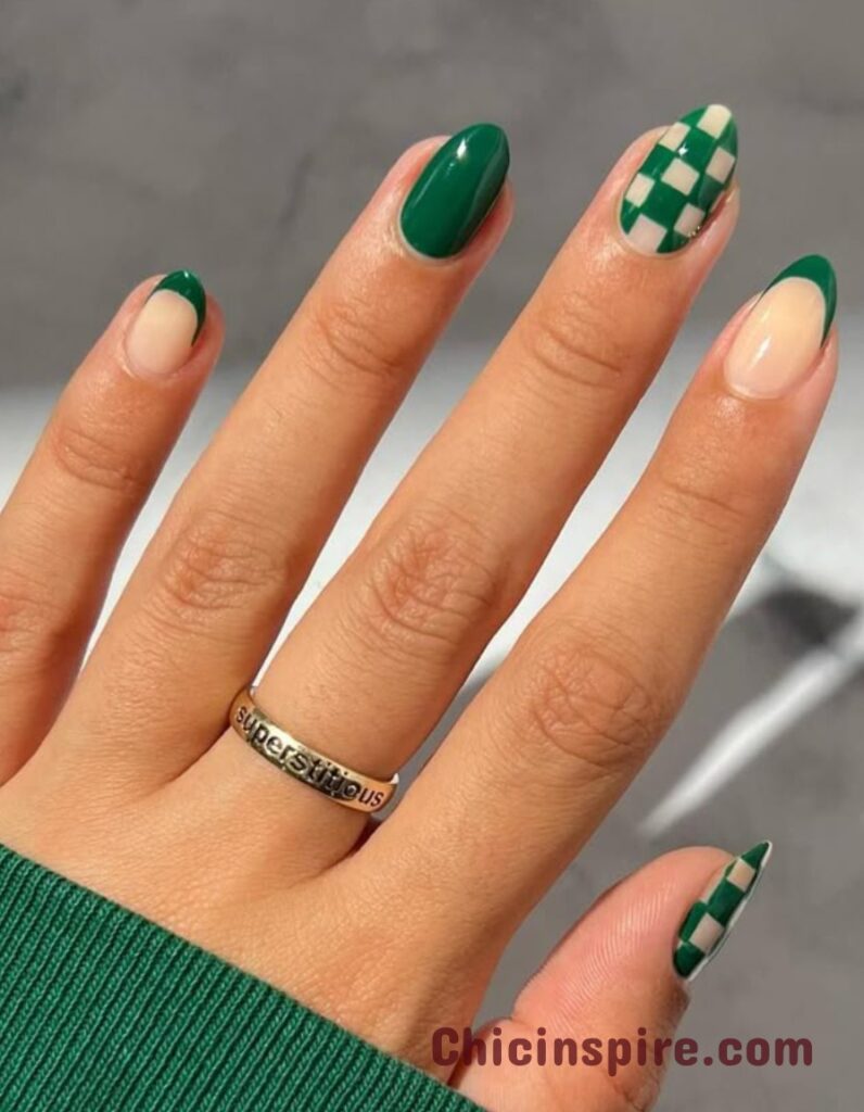 Lucky St. Patrick's Day Nail Designs 13 Lucky St. Patrick’s Day Nail Designs, St. Patrick's Day is the ideal occasion to experiment with your appearance. Green and White Checkerboard nails