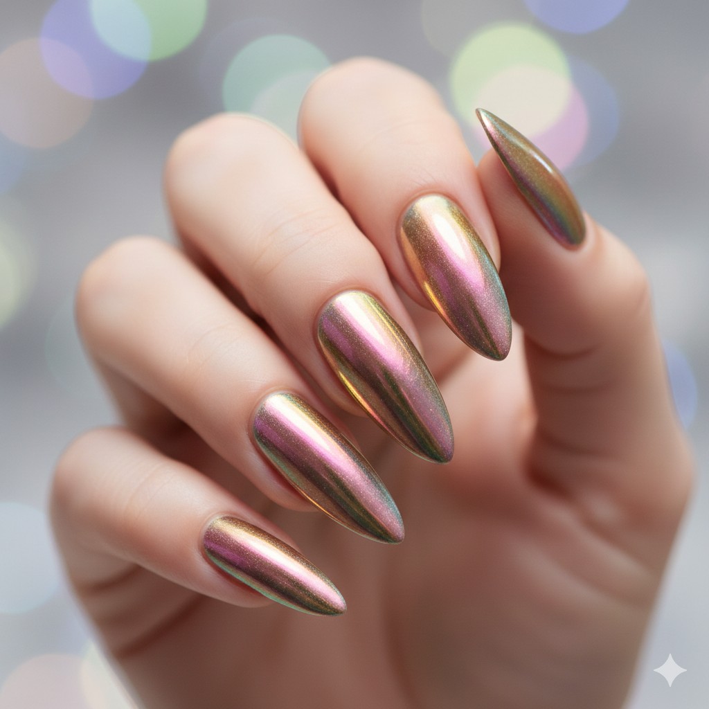 March Nail Art Ideas: Fresh Ideas for Spring Transitions 13 March Nail Art Ideas: 20 Fresh Ideas for Spring Transitions & Lucky Charm Manis, Can you feel it? The air is shifting. Iridescent Chromes Nails