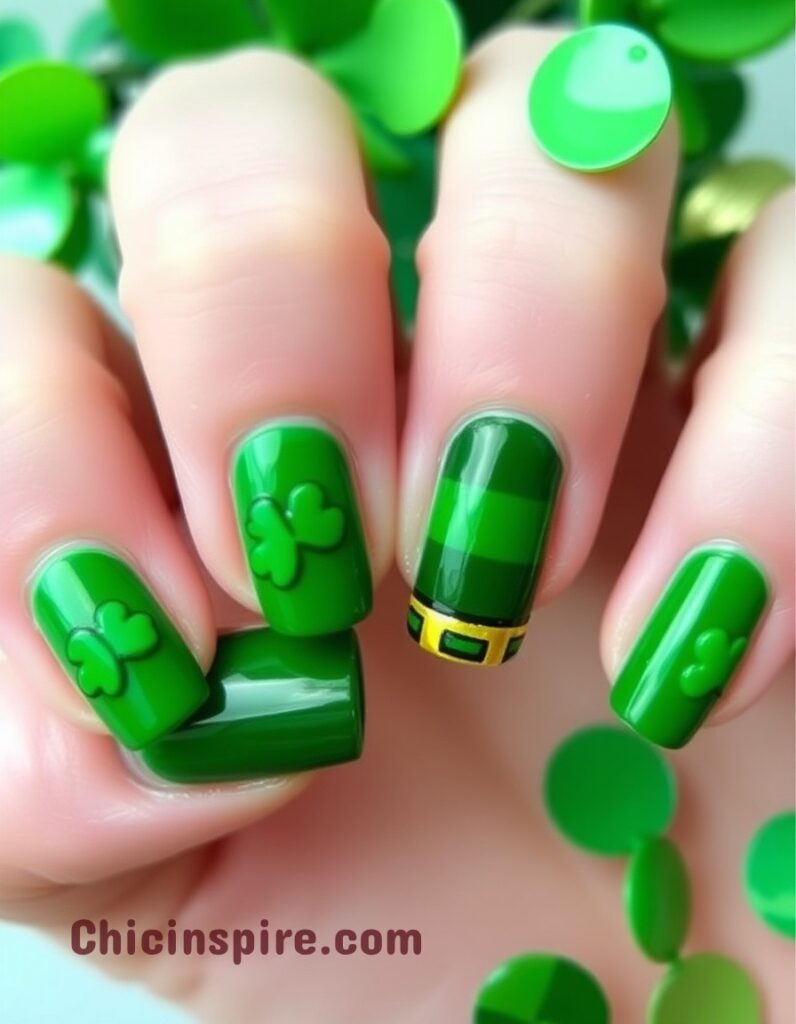 Lucky St. Patrick's Day Nail Designs 8 Lucky St. Patrick’s Day Nail Designs, St. Patrick's Day is the ideal occasion to experiment with your appearance. Leprechaun Hat Art nails