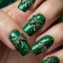 Matte Green with Glossy Shamrocks Nail Lucky St. Patrick's Day Nail Designs