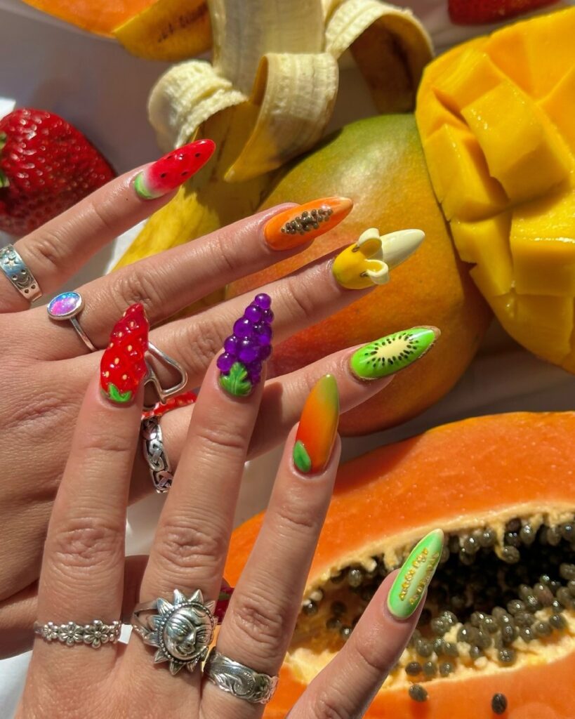 3D Jelly Charms Watermelon Nails