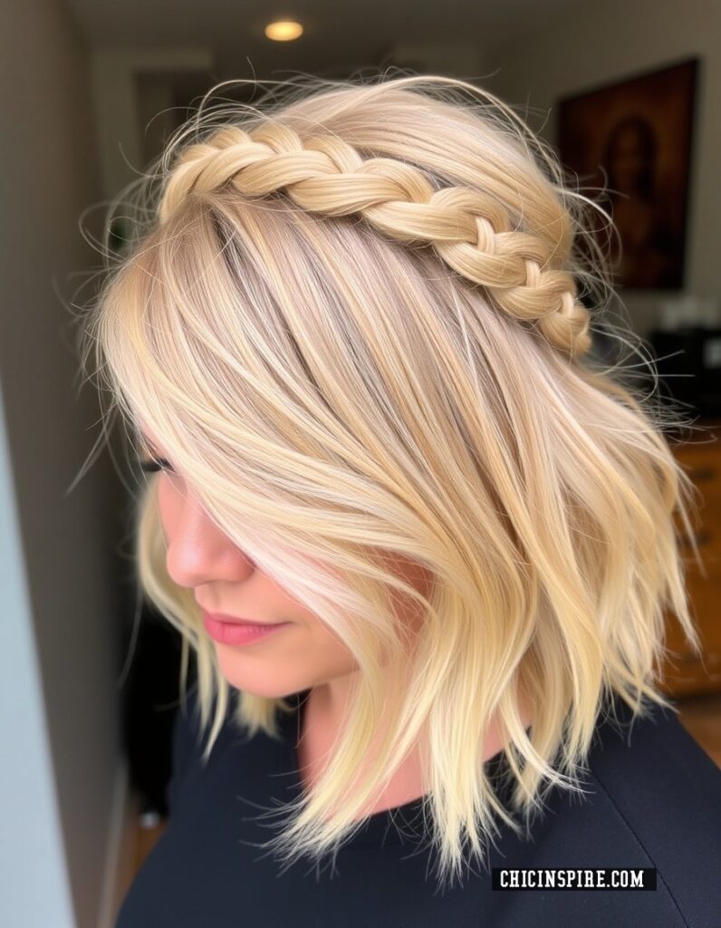 Braided Crown with Wispy Bangs