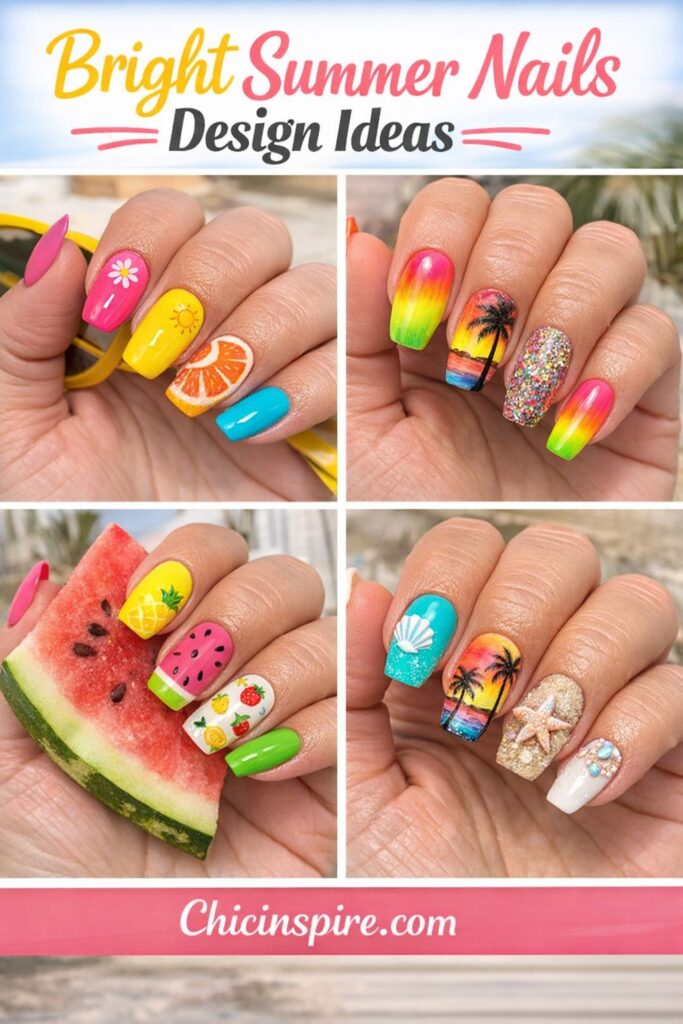 Bright Summer Nails Design Ideas |25 Vibrant Design Ideas
