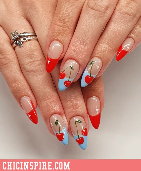 Cherry Pop summer tropical nails