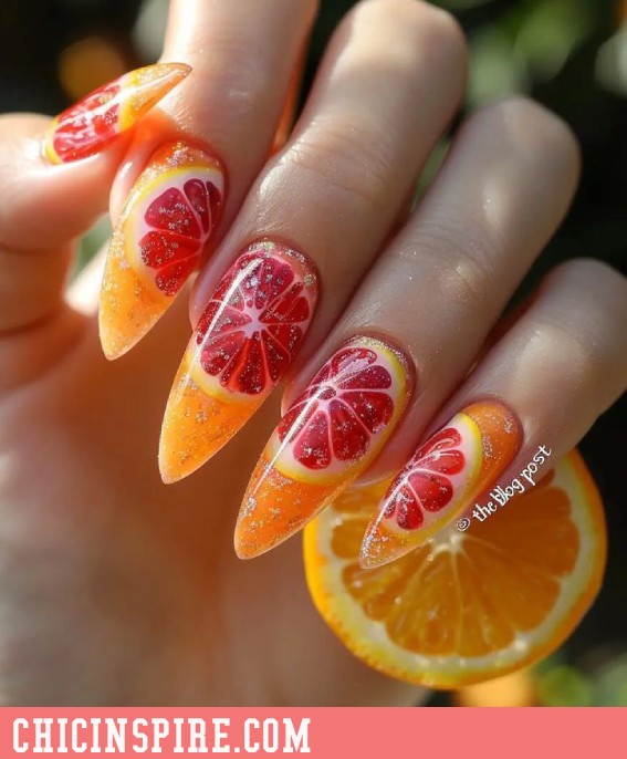 Citrus Medley summer tropical nails